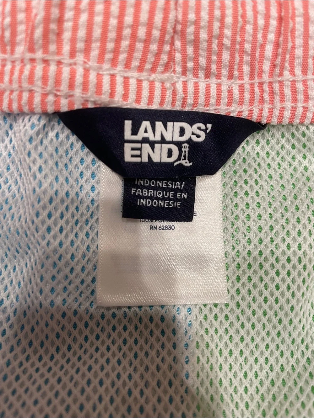 NWOT Lands’ End Boys Seersucker Volley Swimtrunks - Sz XXL (18-20)